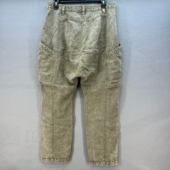Free People Pants Women's Size 2 Tan Baggy Cargo Button Fly Slouchy Paper Bag - Picture 4 of 16